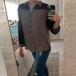 Ro & De business professional button up blouse shirt size Large